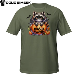 Trashy Halloween Raccoon T-Shirt | Cute Pumpkin Design | Funny Fall Animal Tee - Picture 1 of 33