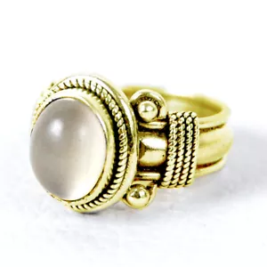 925 Sterling Silver Moonstone Gem Handmade Rose Gold / Gold Plated Ring GRS-1087 - Picture 1 of 6