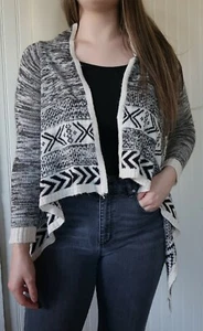 Women's Aztec Cardigan Long Sleeve Jagged Edge Hi Low Hem Juniors XL - Picture 1 of 10