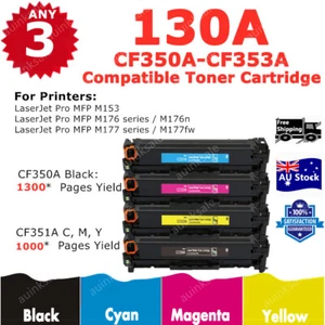 3x Non-OEM Any HP 130A Toner CF350A CF351A CF352A CF353A for M176n M153 M176 - Picture 1 of 2