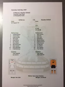 1986-87 St Mirren v Dundee United Scottish Cup Final matchsheet - Picture 1 of 1