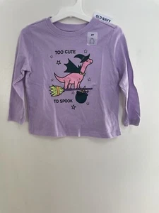 Old Navy Toddler Girls Cute Dinosaur Halloween Long Sleeve Shirt Fresh Lilac 2T - Picture 1 of 3
