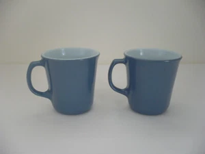 Vintage Pyrex Slate Blue Milk Glass Coffee Mugs - Set of 2 - Picture 1 of 12