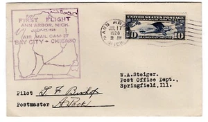 C10 CAM 27W9 Flight Ann Arbor MI to Chicago IL Pilot Autograph ex Steiger - Picture 1 of 2