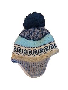 The North Face Infant Winter Knit Hat Blue Ear Flaps For 6-24 Months Snow