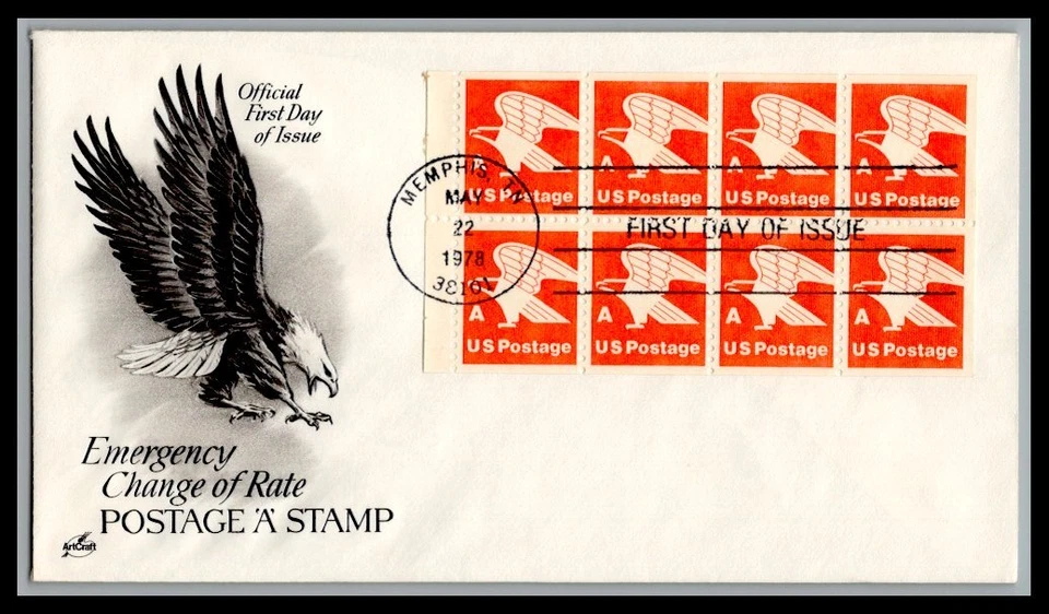 US FDC # 1736a "A" Rate (15c) Eagle, Pane ArtCraft  no EE 1978, 0a594 - Image 1 of 1
