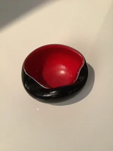 Vintage Murano Schwarz Weiß Rot Glas Aschenbecher - Bild 1 von 6