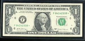 Billete de un dólar 2013 (F) billete de la Reserva Federal billete estrella Atlanta F04142339* - Imagen 1 de 2