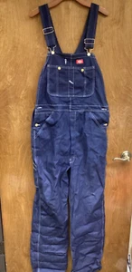 Dickies Men’s Dark Blue Denim Bib Overalls Size 34x34 - Picture 1 of 3