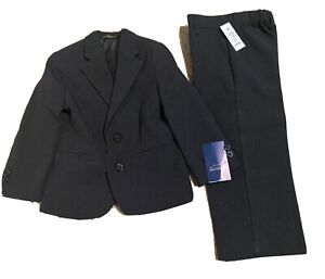 Arrow Boys Black Pinstripe Suit Jacket coat & Elastic Waist Pants Sz 4 Reg NWT
