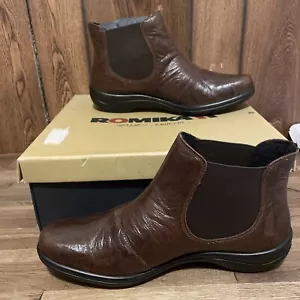 Romika Cassie 46 Brown Leather Chelsea Ankle Boots Women's 42 US 11.5 - Picture 1 of 6