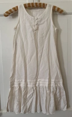 Vtg Paper White Girl’s Size 8 White Linen Cotton Embroidered Drop Waist Dress - Image 1 of 4