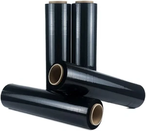 Black Pallet Stretch Wrap, 18" x 1000 Ft, 80 Gauge, 4 Rolls - Picture 1 of 11