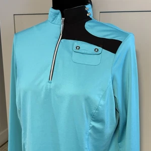 Jamie Sadock 1/4 Zip Long Sleeve Pullover Teal Blue Women Small Golf Running EUC - Picture 1 of 13