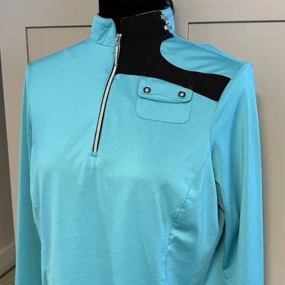 Pullover Jamie Sadock 1/4 Cremallera Manga Larga Azul Teal Mujeres Pequeño Golf Correr Usado en Excelente Condición Foto 1 de 4