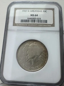 1937-D Arkansas Commemorative Half Dollar : NGC MS64 Toning With Great Luster - Bild 1 von 4