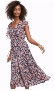Tommy Hilfiger Kleid Frühling Sommer rosa blau Blumen Chiffon Rüschen Gr-12 - Bild 1 von 6