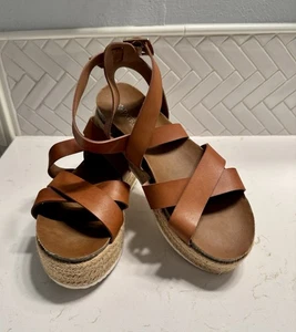 Patrizia by Spring Step Renae Platform Sandals Size 7 Brown Leather Espadrilles - Picture 1 of 8