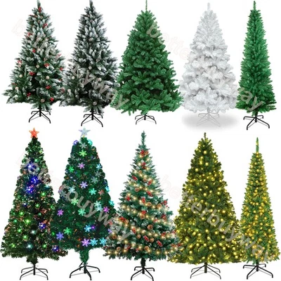 Pre Lit Fibre Optic/Snow Flocked/Pencil/Pinecones Christmas Tree with LED Lights - Image 1 of 4