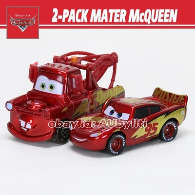 2-PACK Mattel Disney Pixar Cars Lightning McQueen Mater 1:55 Diecast, NEW Loose - image 1 of 4