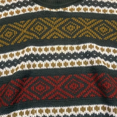 Vintage Sears Sweater Mens XXL Green Geometric Grandpa Knit Pullover 90s - Image 1 of 4