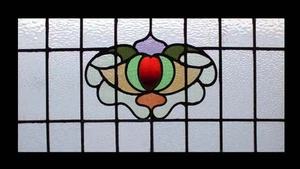 English Victorian Antique Stained Glass Window In Original Sash Frame - Picture 1 of 1