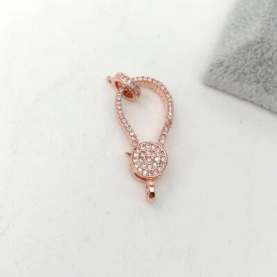 lobster clasp 13x34mm 18k gold Filled cubic zirconia micro pave coin clasp - Image 1 of 3