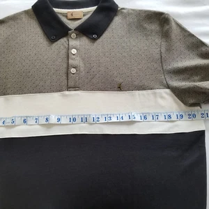 All Cotton Polo Shirt - GABICCI MOD   P2P 21" Large - Black Cream & Beige-  NWOT - Picture 1 of 5