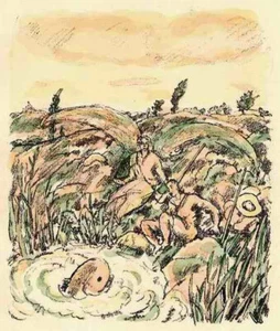 TOBIAS - Erich BÜTTNER - biblischer handcolorierte Lithografie 1917 - Bild 1 von 1