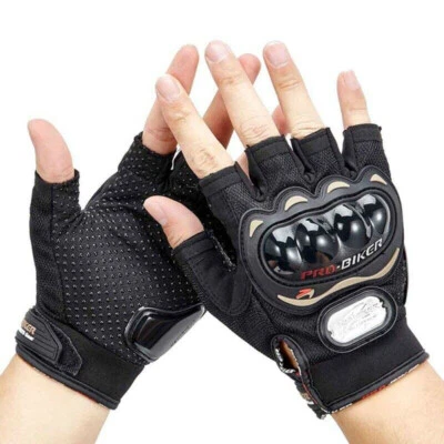 Guantes protectores de medio dedo de fibra de carbono para moto deportes de motor carreras todoterreno Foto 1 de 4
