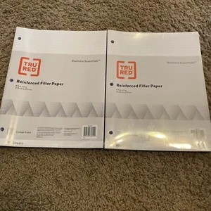 2 X TRU RED College Ruled Filler Paper, 8.5" x 11", 100 Sheets/Pack (TR16183) - Picture 1 of 2