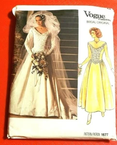 VOGUE Patterns 1677 Misses Bridal Dress & Petticoat Size 8 - New, Unused - Picture 1 of 4