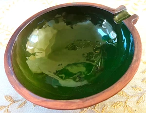 RARE!! Japanese Hand-Made Mid-Century Ceramic Pottery Green Honeycomb ASHTRAY - Picture 1 of 6