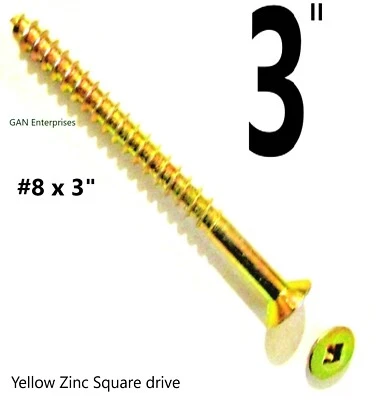 RAPID DRIVE Square Bugle Head #8x3" Coarse Thread Exterior Zinc Yellow Screw outdoor