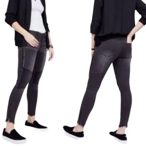 NWT Blank NYC Le Tote Patchwork Black Moto Skinny Jeans Ankle Zippers Womens 28 - Picture 1 of 13