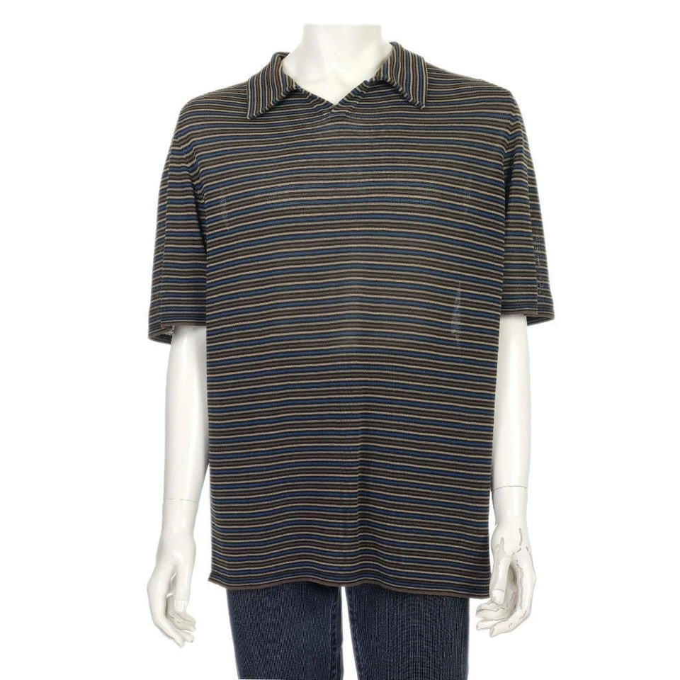 Polo MARIO'S Talla Grande Tejido Fino 100% Algodón Hecho en ITALIA Rayas Marrón Foto 1 de 1
