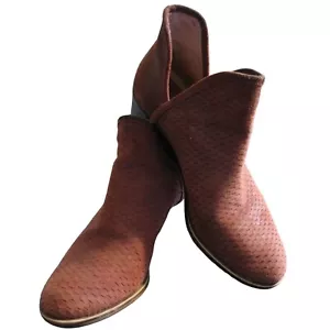 Stivali stivaletti Lucky Brand 7,5 in pelle traforata marrone Baley - Foto 1 di 3