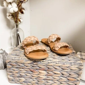 A New Day Lucy geflochtene hellbraune mauvefarbene Riemchen-Flats Größe 7,5 - Bild 1 von 6