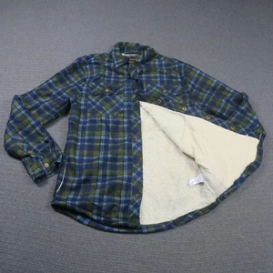 Lee Mens Sherpa Shirt Jacket Small Blue Flannel Fleece Buttons Up Long Sleeve - Picture 1 of 10
