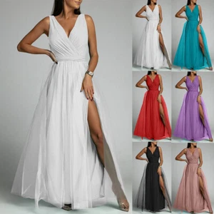 ⭐🌞Xmas Abendkleid Damen Lange Tüll Partykleid Cocktail Brautjungfer Ballkleider - Bild 1 von 14