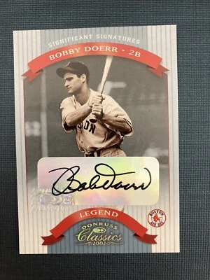 2002 Donruss Classics Significant Signatures Signed Bobby Doerr #180 MT Red Sox - Image 1 of 2