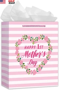 First Mothers Day Gift Bag with Tissue Paper, Happy 1St Mothers Day Gifts for Fi - Picture 1 of 7