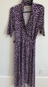 Maxi abito Boden viola leopardato multicolore jersey avvolgente favoloso US 14Lh - Foto 1 di 11
