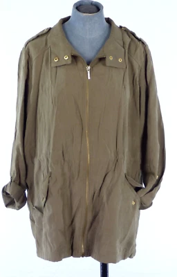 Zara Military Jacket Parka Utility City Zip front Khaki size M Roll Tab Sleeve - Image 1 of 4