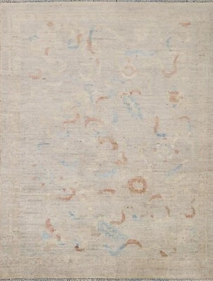 Vegetable Dye Geometric Oushak Turkish Area Rug 4'x5' Hand-knotted Foyer Carpet - Image 1 of 4