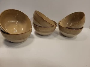 Soup Bowl Stoneware Cereal Bowls Glaze Brown Sand Set of 6, 16oz 5.25" BOSMARLIN - Picture 1 of 20