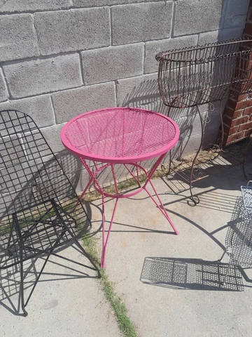 MODERN MID CENTURY PERFORATED METAL DINING TABLE SMALL MODERN STUNNING Cover
