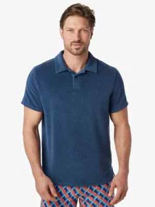 FAIR HARBOR Ravello Terry Polo Camicia Uomo Grande Navy Panno Terry Bio Nuova senza etichette $88 - Foto 1 di 9