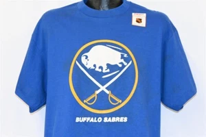 vintage 80s BUFFALO SABRES DEADSTOCK NHL EASTERN CONFERENCE t-shirt HOCKEY XL - Picture 1 of 7