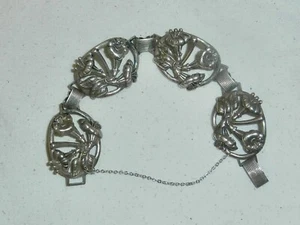 VINTAGE  STERLING SILVER OPENWORK MODERNIST DANECRAFT BRACELET 7.5" - Picture 1 of 5